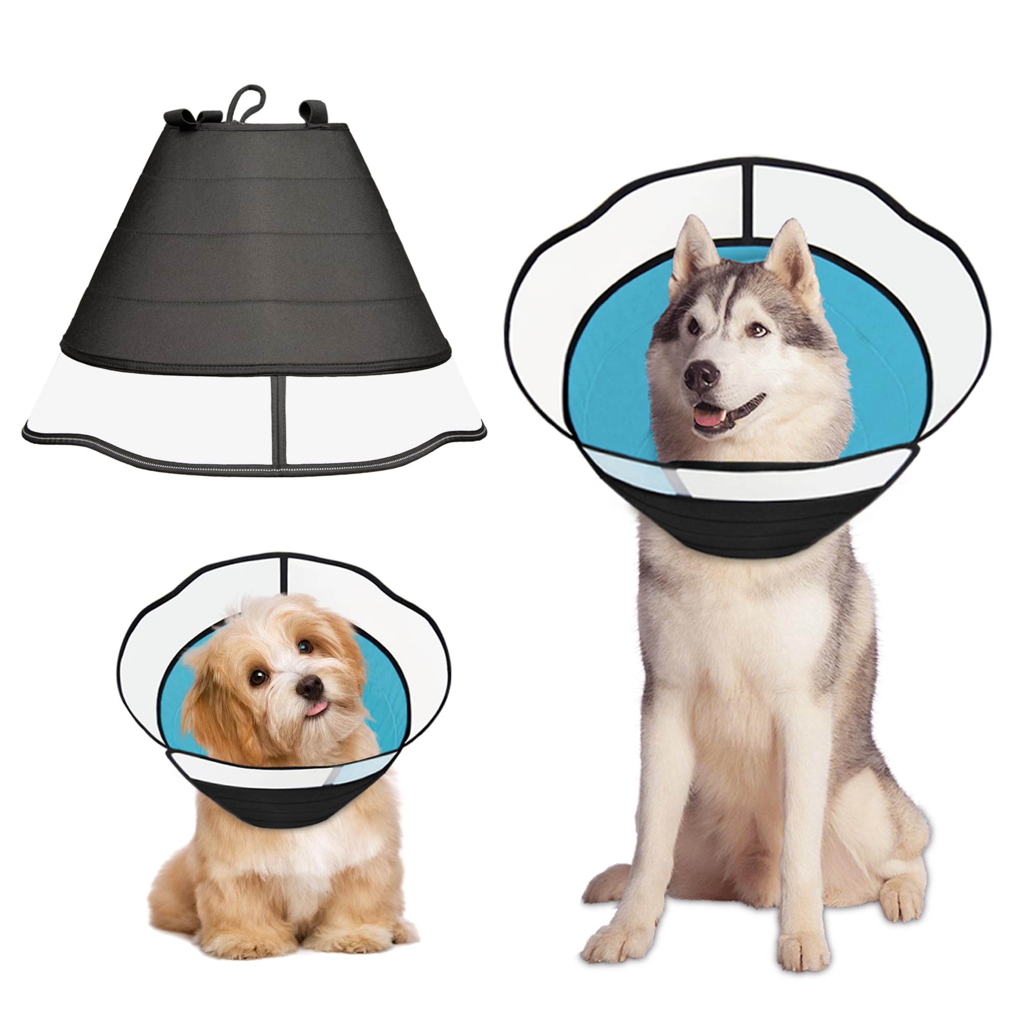Soft Dog Cone for Dogs After Surgery, Breathable Dog Cones for Large Medium Small Dogs Adjustable Dog Recovery Cone Collar Lightweight Cone for Dogs to Stop Licking Elizabethan Collar for Dogs