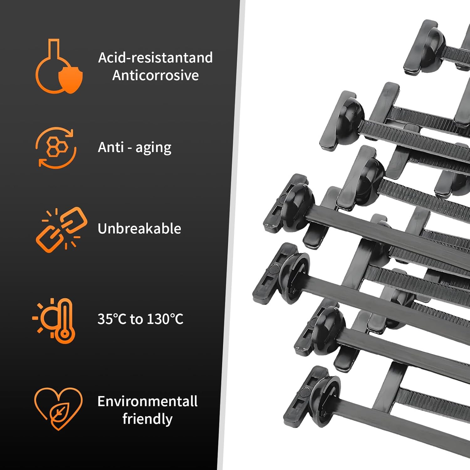 Nylon Universal Cable Tie Buckle, Automotive Zipper Clips, Self-Locking Zip Tie Clips with UV & Heat Resistant for Car Auto Bumper Fender Trunk Repair (60PCS)