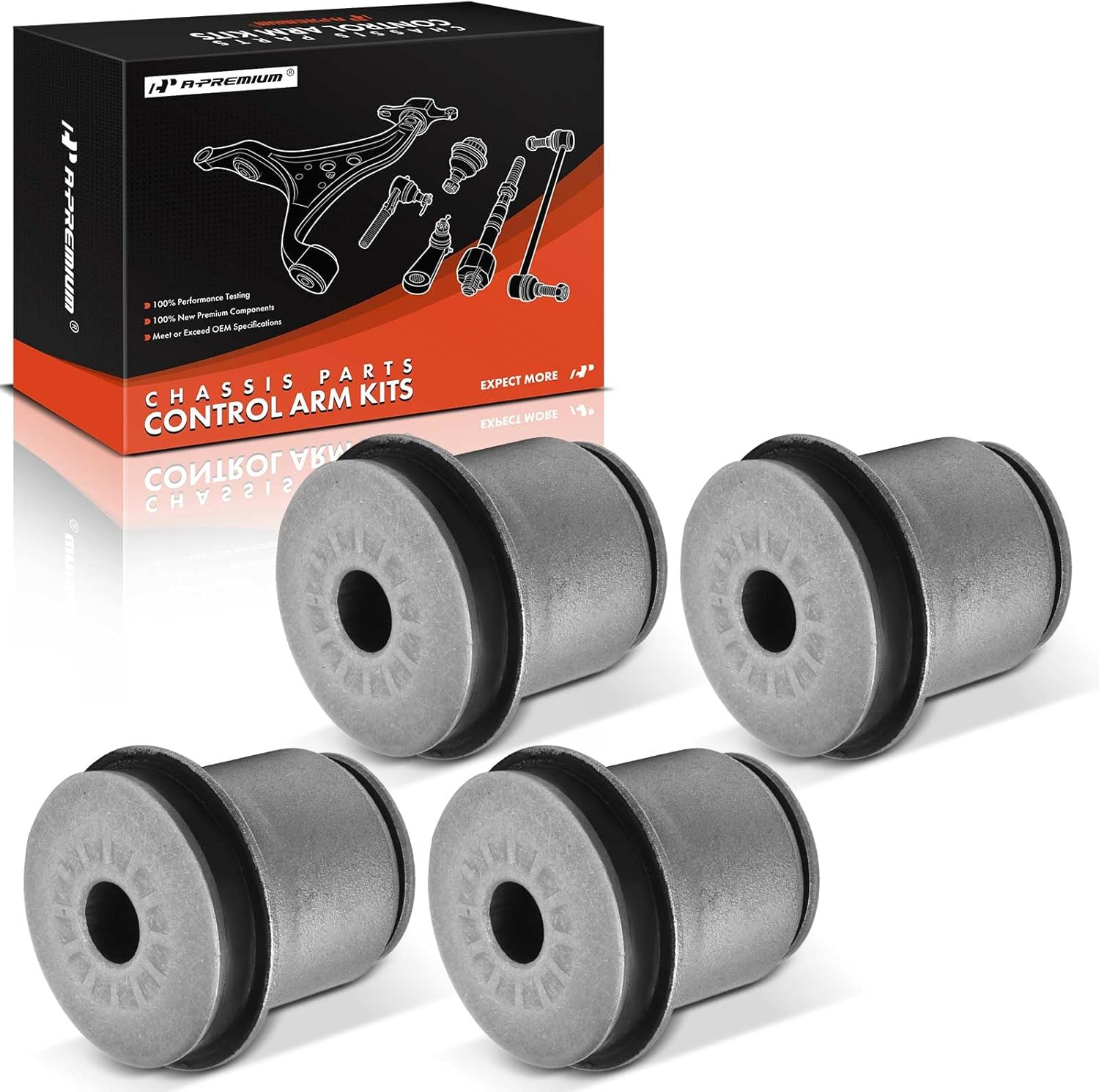 A-Premium 4 x Front Upper Control Arm Bushing Kit, Compatible with Chevrolet Tahoe, Blazer, Astro, C1500, C2500, C3500, K1500 & GMC Yukon, K1500, K2500, K3500, Safari, Savana 2500 & Cadillac Escalade