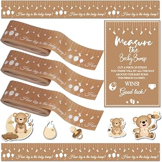Baby Shower Games belly Measuring 150 Feet Tape How Big Is Mommy Belly Tape Measure Baby Bump Tape Measuring Tape Pregnant Belly Brown Tummy Measuring Tape Party Favors Supplies for Gender Neutral