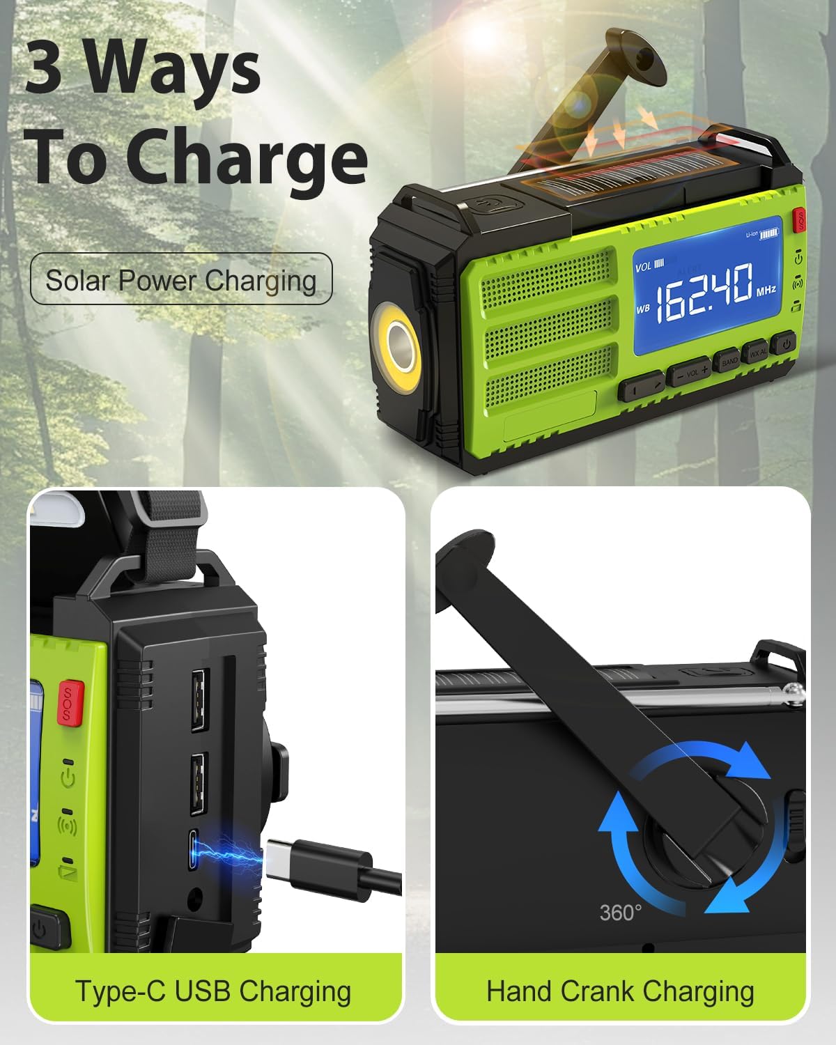 Dual Power Emergency Radio Bundle: 2X 10000mAh Hand Crank & Solar Radios – Stay Prepared and Connected in Any Crisis