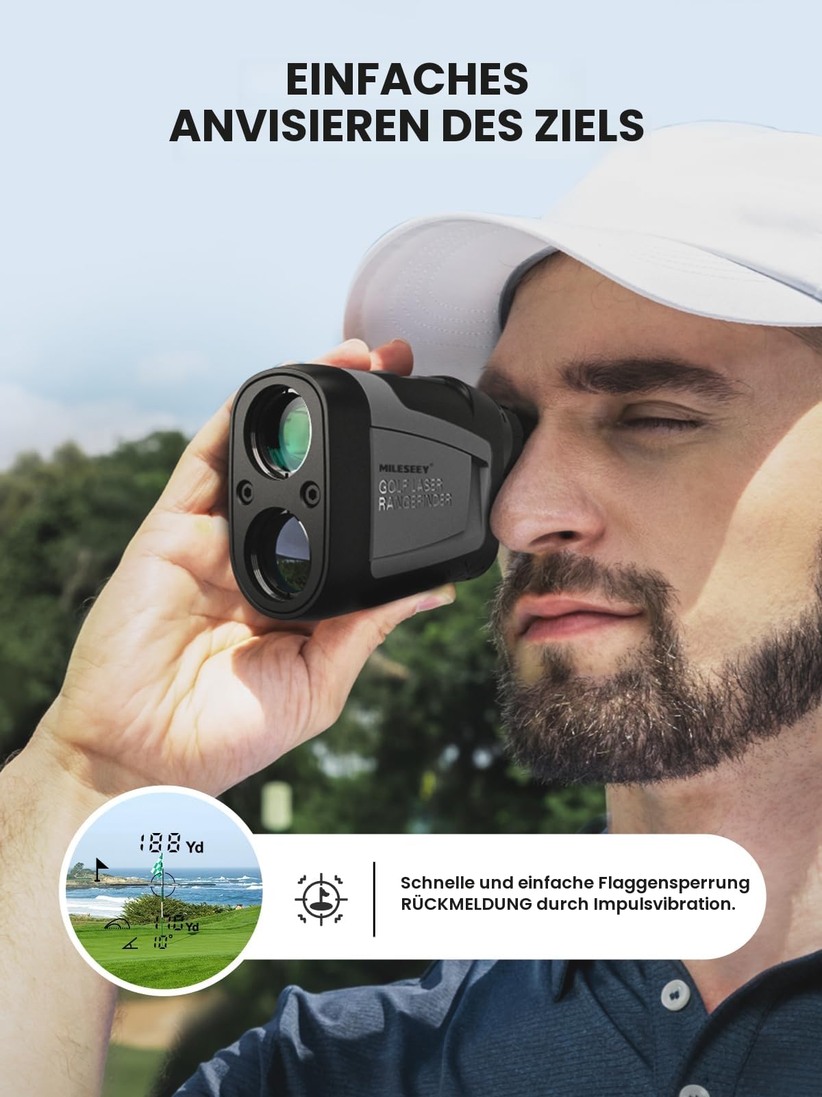 MiLESEEY Laser Golf Entfernungsmesser 600M mit Slope, ± 0,5m Genauigkeit, Flaggensperre, Scan Modus, Entfernungsmesser Jagd mit 6 facher Vergrößerung,Geschwindigkeitsmessung