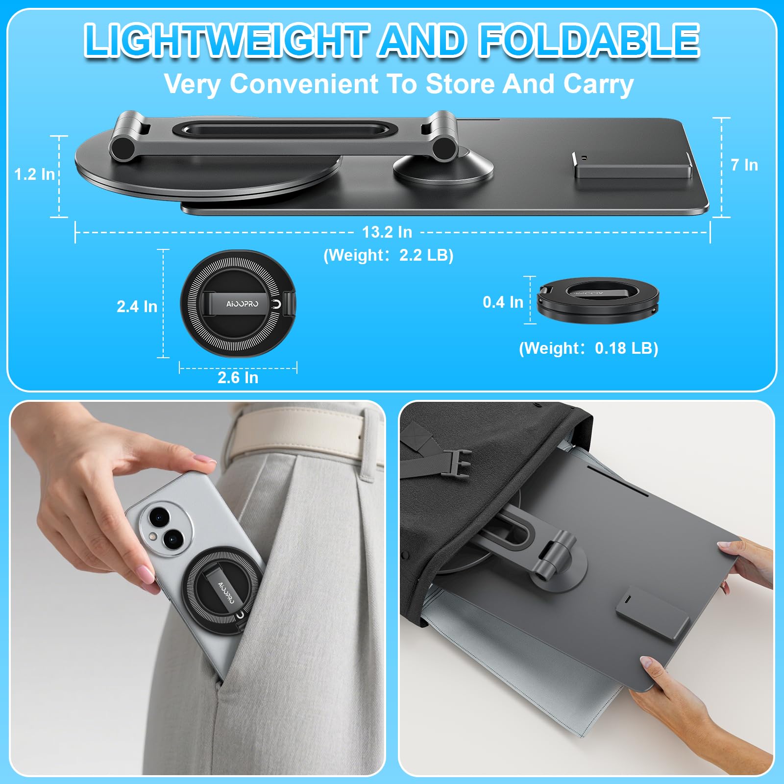Supporto di ricarica wireless magnetico 2 in 1 per iPad Pro 12.9 e iPad Air 13 (M3/M2) con supporto per telefono MagSafe per iPhone 17-12, supporto da tavolo regolabile in alluminio multi-angolo per