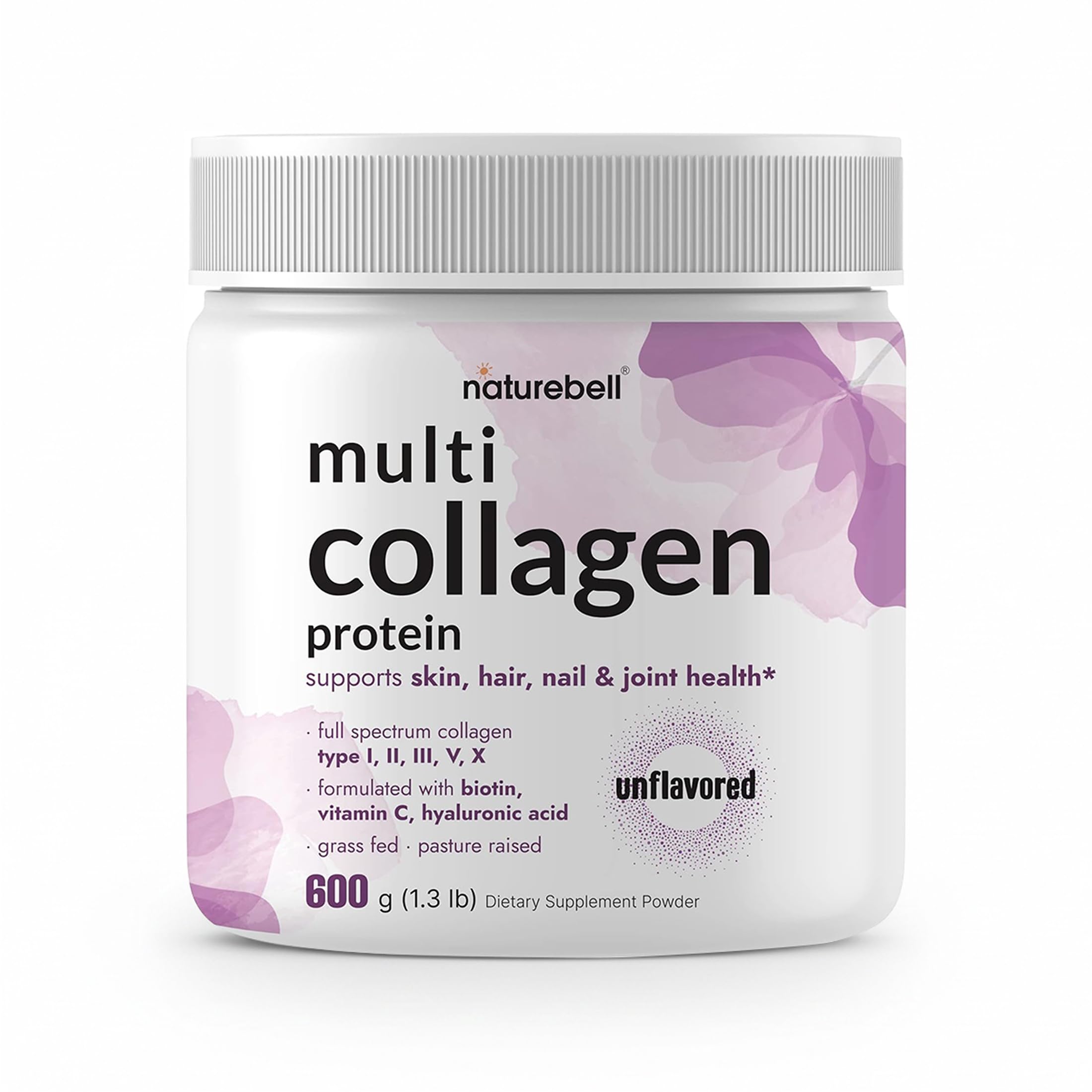 NatureBell Multi Collagen Protein Powder - 600g - Hydrolyzed Collagen Peptides - for Skin Hair Nail Joint Bone