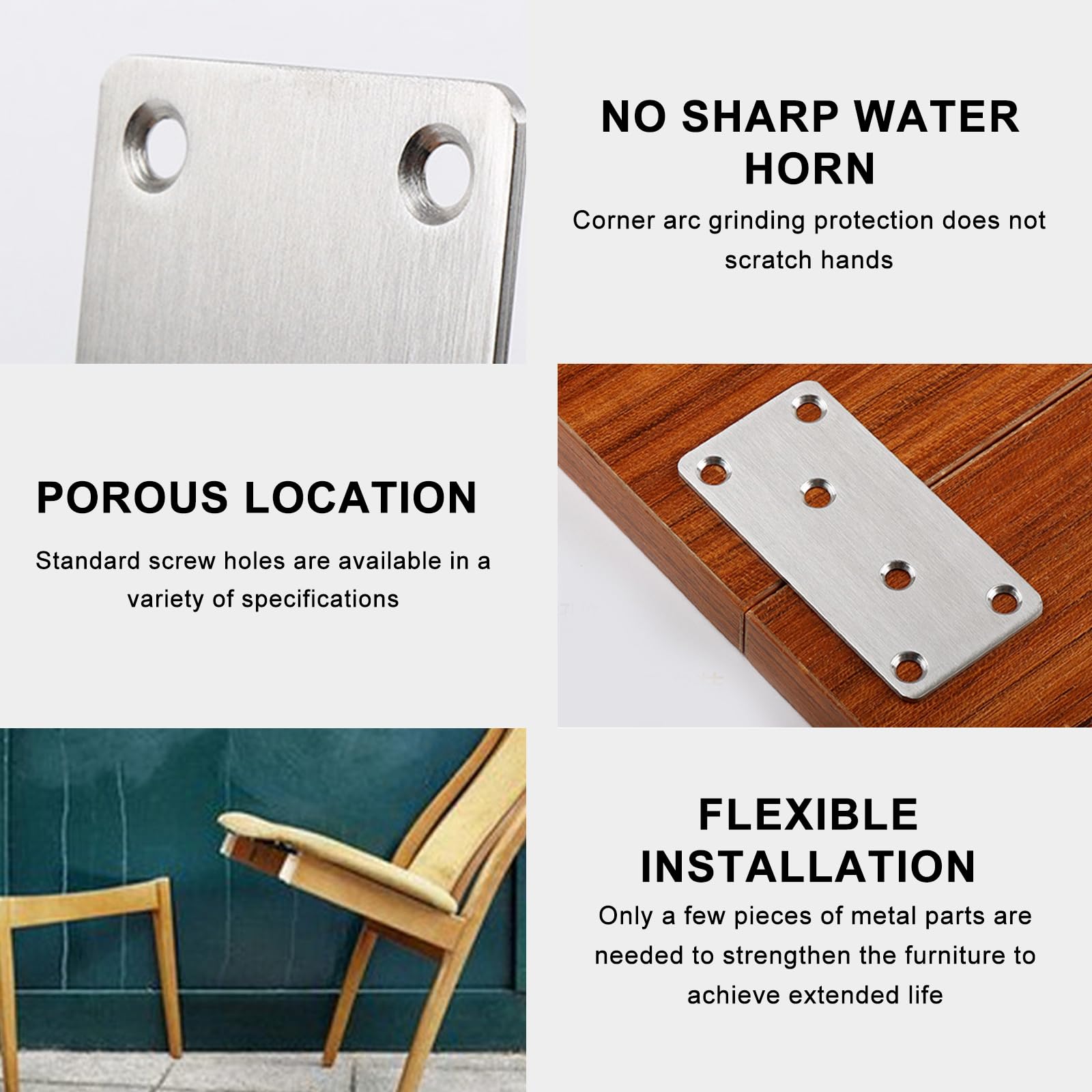 10PCS Metal Brackets for Wood 80x40mm Flat Brackets Jointing Plates - Image 3