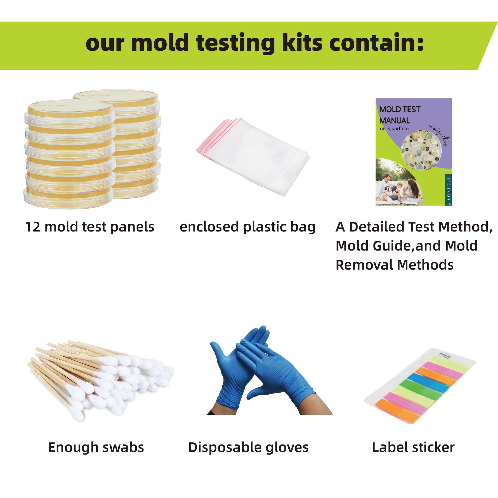 Mold Test Kit for Home - 12 Simple Testing kit, Test Indoor Air Quality, HVAC System & Home Surface, Black Mold Tester at House, DIY Mold Tests Kits, Mold Identification Guide, Lab Analysis