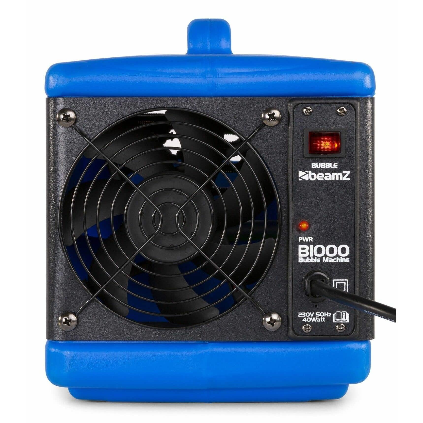 BeamZ B1000 - Maquina de Burbujas Compacta y Potente con ventilador de 40w y Control Remoto Inalámbrico, divertida maquina pompas jabon para fiestas en casa, comunion, maquina de burbujas para niños