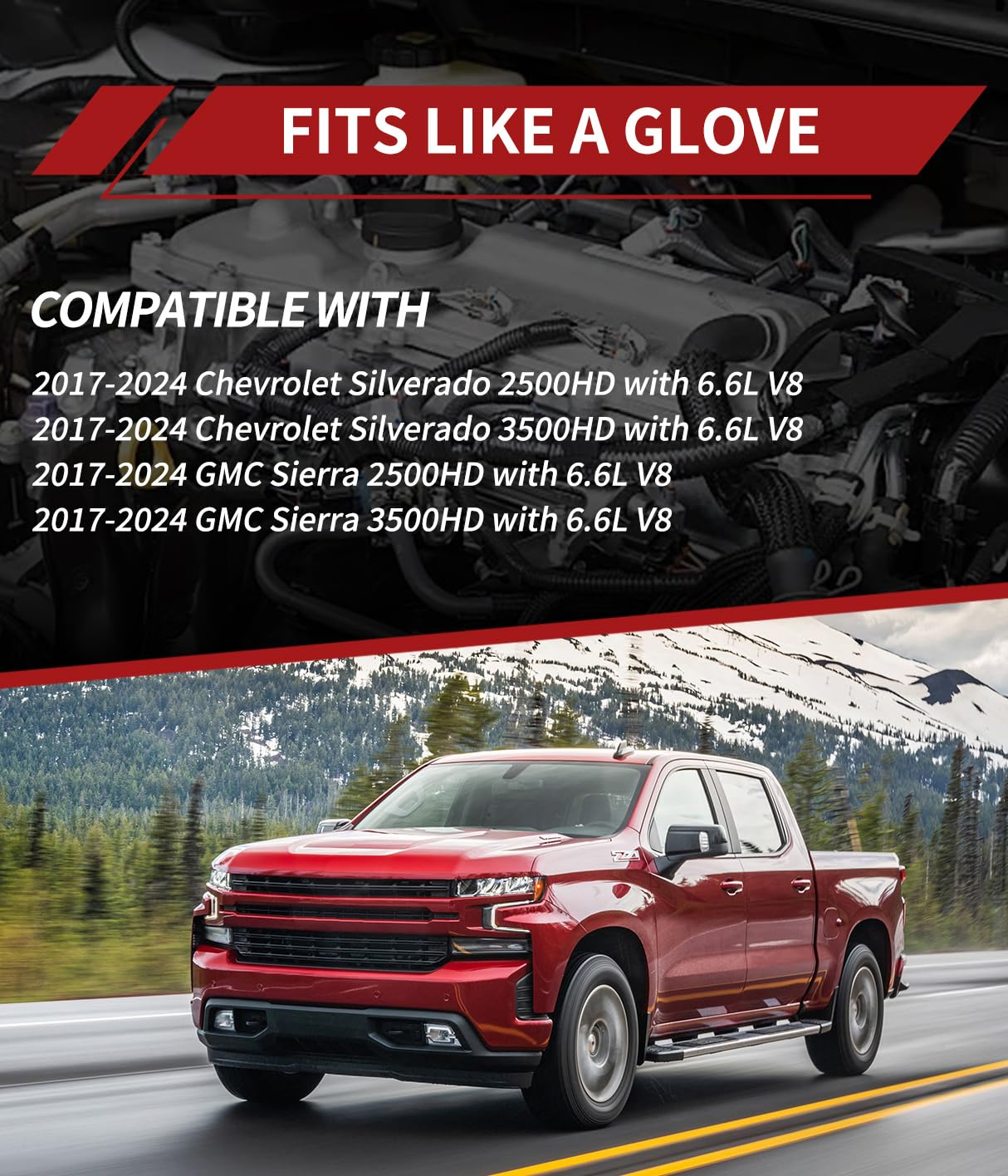Intake Air Temperature & MAP Sensor with Silver Spacer Kit Fit for 2017-2025 Chevy Silverado/GMC Sierra 2500HD 3500HD 6.6L Duramax Diesel, Replaces 12681993 12707766