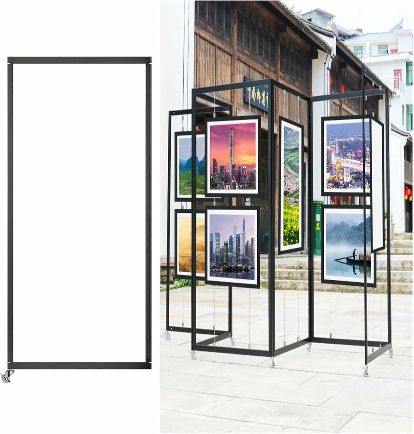 Portable Folding Display Rack for Art Exhibitions, Metal Advertising Shelf, Freestanding Billboard Stand, Poster Holder for Craft Fairs, Art Galleries, Trade Shows