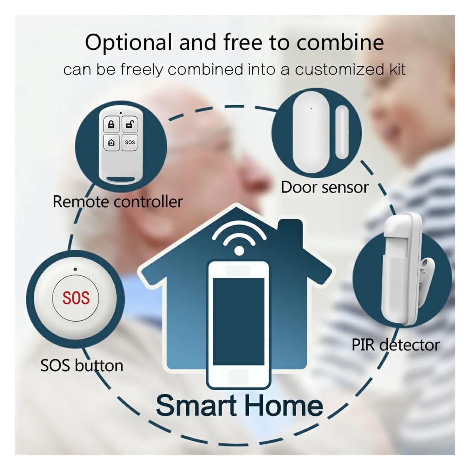 DELURA Système D'alarme De Sécurité Domestique WiFi Tuya, avec Capteur De Mouvement PIR, Kit De Capteurs Compatibles Zéro taux de Faux positifs (Color : H)