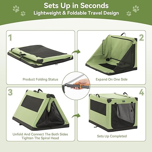 Miniatura 5 de PETSFIT Jaula suave para perros, con cubierta de tela ajustable patentada, puertas de malla a prueba de mordeduras y bloqueables, base impermeable,