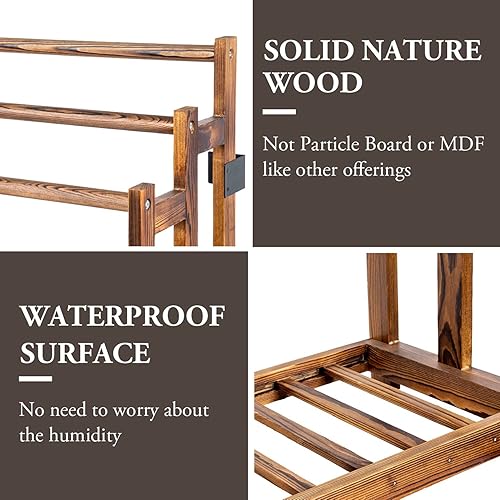 Miniatura 8 de MyGift Toallero de madera gris vintage independiente con barra de toalla de baño de 3 niveles y estante inferior de almacenamiento