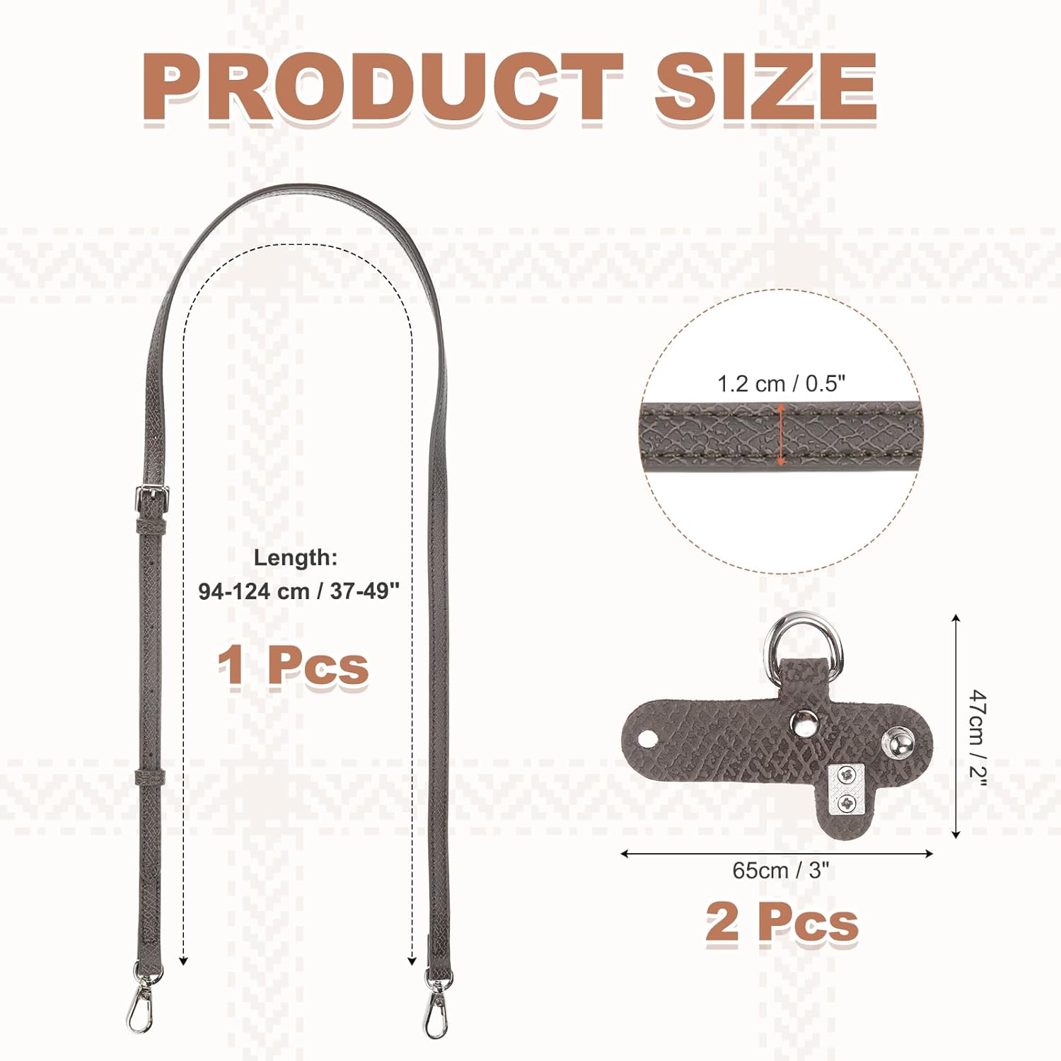 uxcell Purse Straps Replacement, Adjustable Leather Crossbody Handbag Shoulder Strap Conversion Kit for Mini Pouch, Tote Bag - Image 2