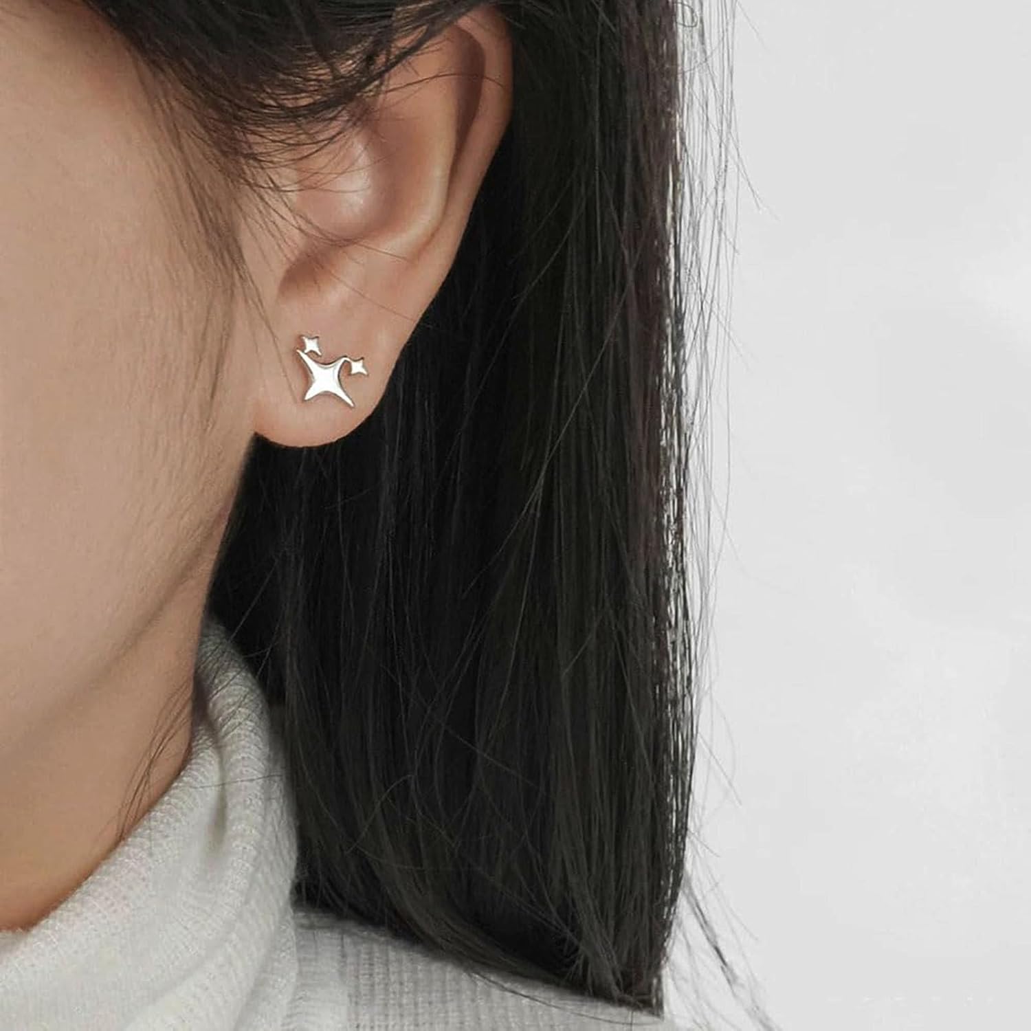 Small Tiny Stud Earrings, Hypoallergenic Star Earrings, Cute Mini Earrings Stud for Women Men Silver - Image 6