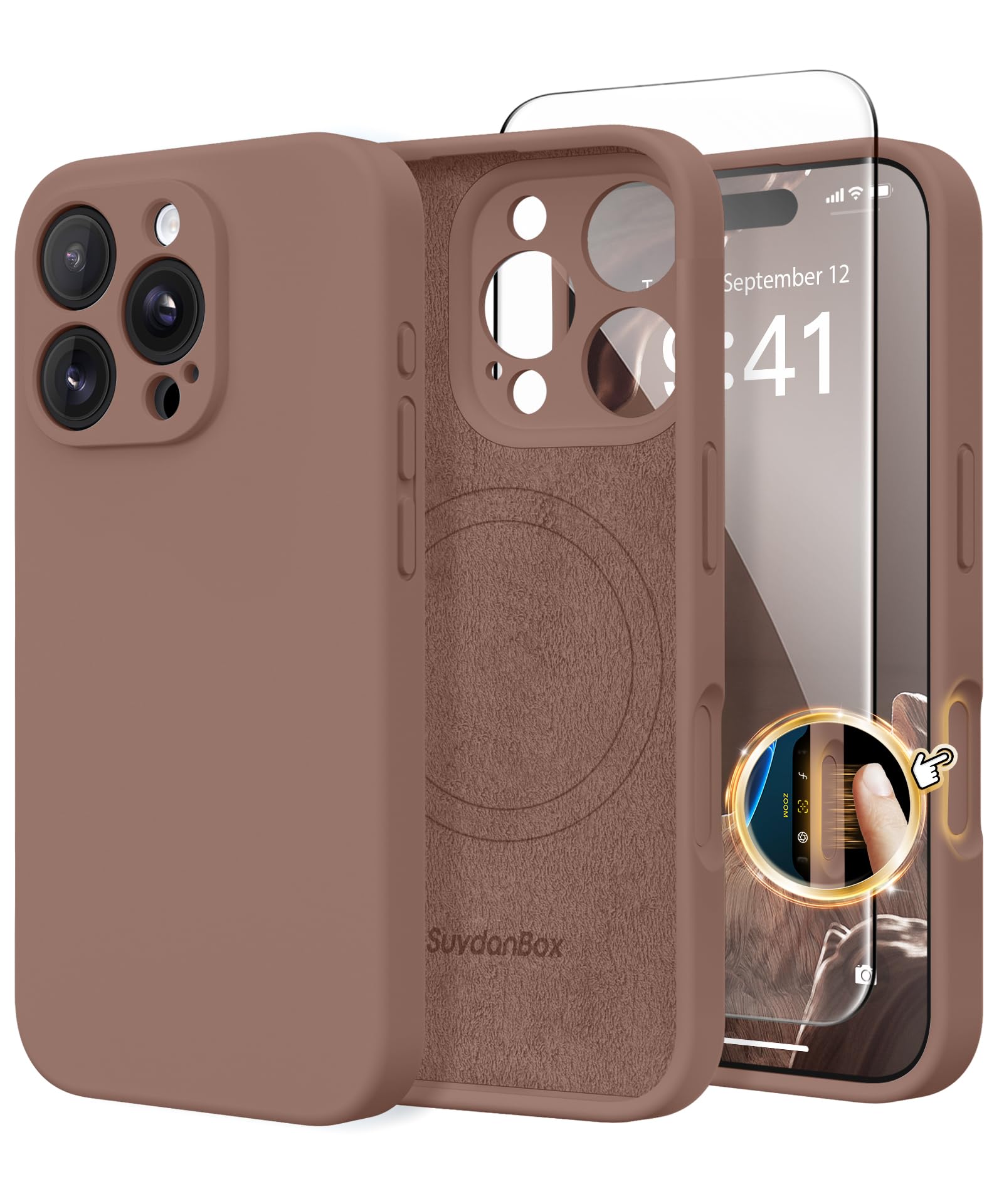 Magnetic for iPhone 16 Pro Max Case Silicone Brown