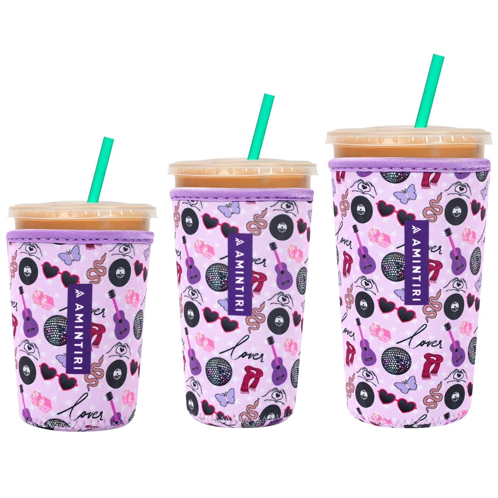 3 Pack Reusable Insulator Neoprene Sleeve for Iced Coffee &amp; Cold Soda
