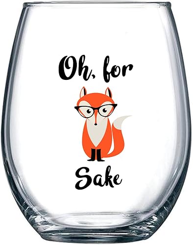 Miniatura 1 de Oh, For Fox Sake - Vaso divertido sin tallo de 15 onzas, regalos de cumpleaños temáticos únicos para hombres, mujeres, él o ella, idea perfecta para