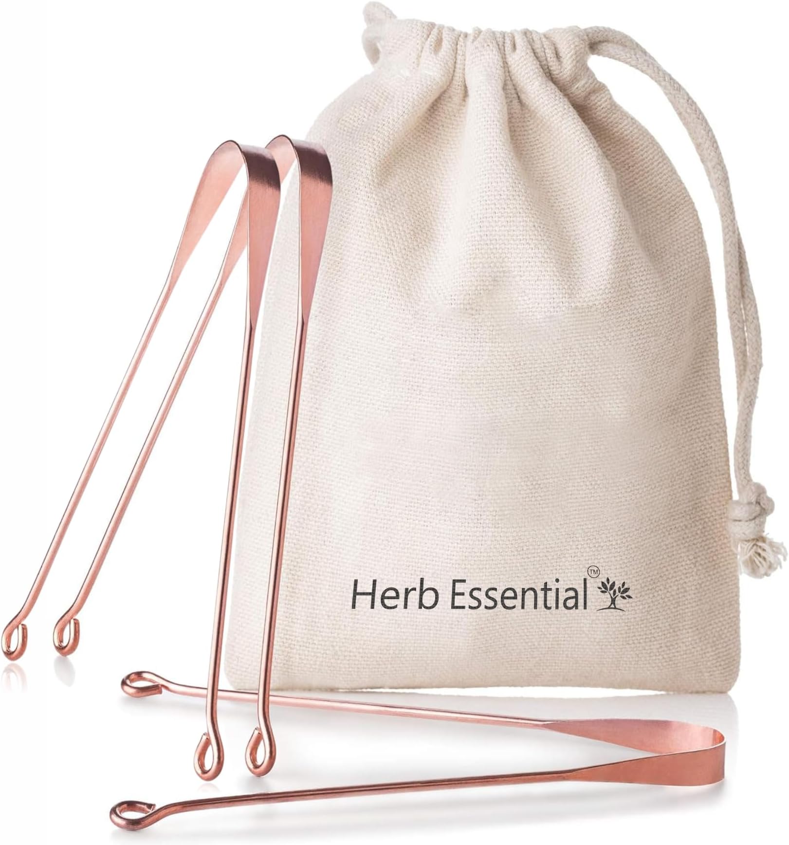 Herb Essential Copper Tongue Scrapers - 3 Pack, Natural Oral Hygiene, Fresh Breath, Bacteria Removal, Comfortable & Flexible Handle