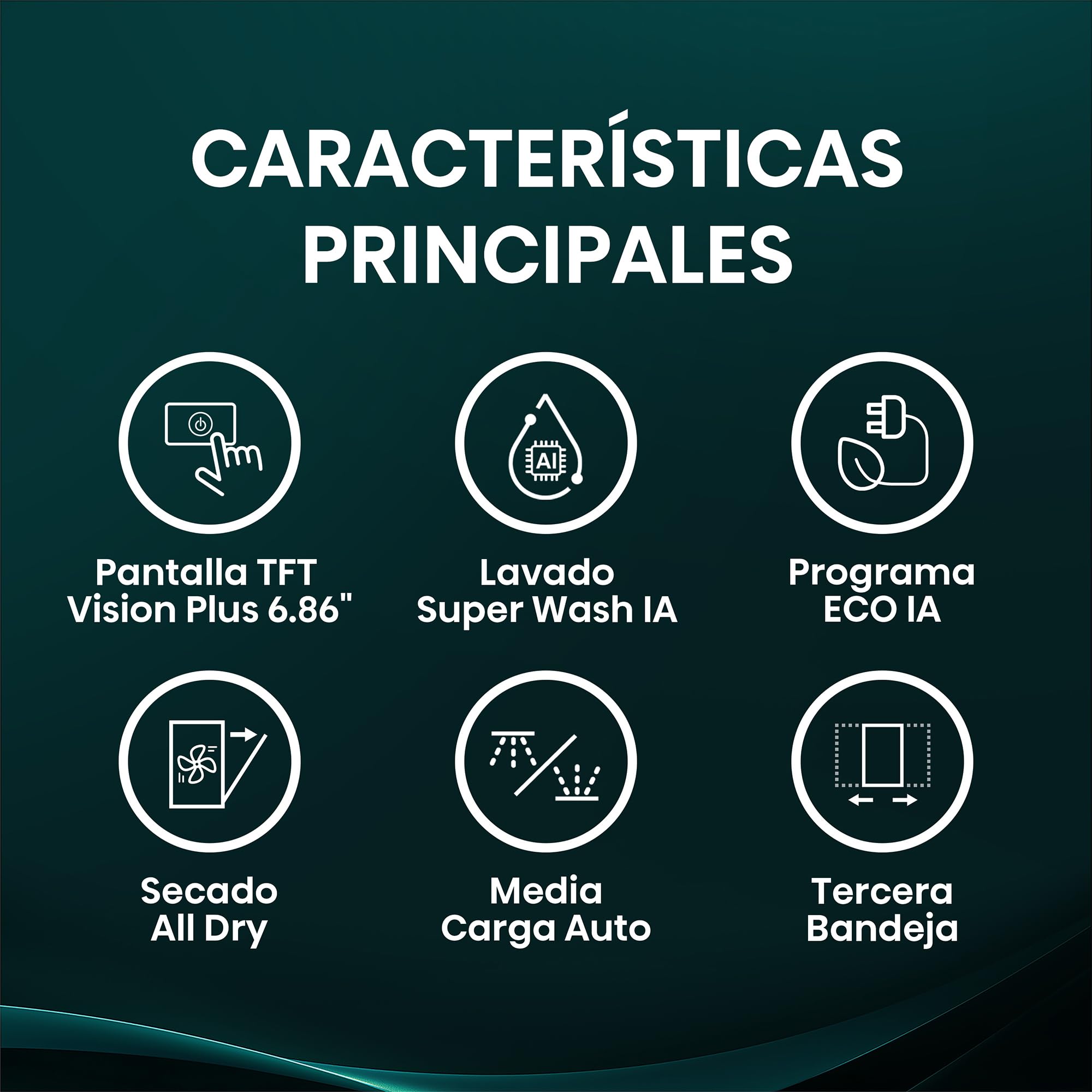 Hisense HS693A90ADBX - Lavavajillas Clase A, 16 Servicios, Fondo 60cm, Pantalla TFT Vision Plus 6.86", Super Wash IA, Programa ECO IA, Secado All Dry, Media Carga Auto, Tercera Bandeja, Inox