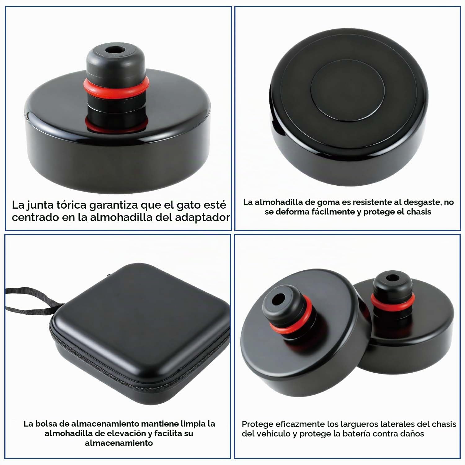 Juego de 4 Almohadillas de Goma para elevación de Gatos, Herramienta para Puntos de elevación de chasis,con Caja de Almacenamiento,Accesorios Tesla, para Tesla Model Y,Juniper Model 3, Highland S y X