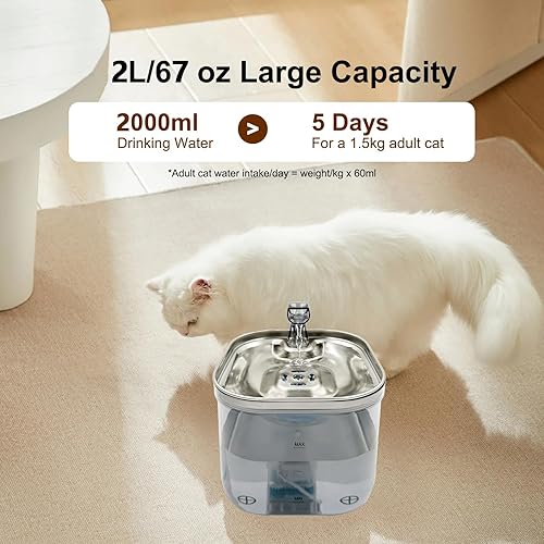 Miniatura 3 de Fuente de agua para gatos, fuente de agua para mascotas de 85 oz2.5 L, dispensador automático de agua para gatos y perros para gatos, perros,
