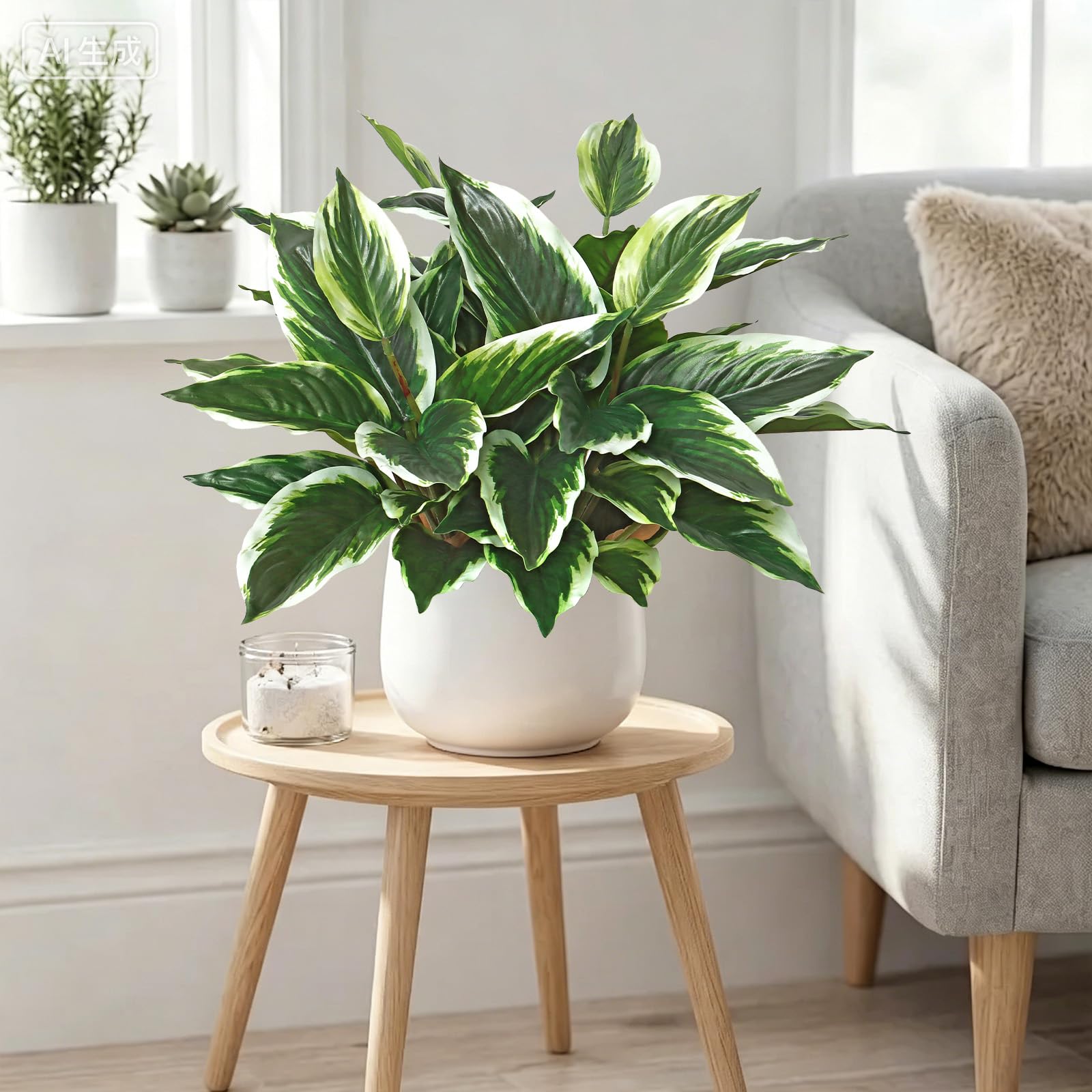 8 bastoni Piante verdi tropicali artificiali, 40 cm, per esterni | resistenti ai raggi UV, steli di foglie verdi artificiali per veranda, balcone, vaso da giardino, decorazione per interni