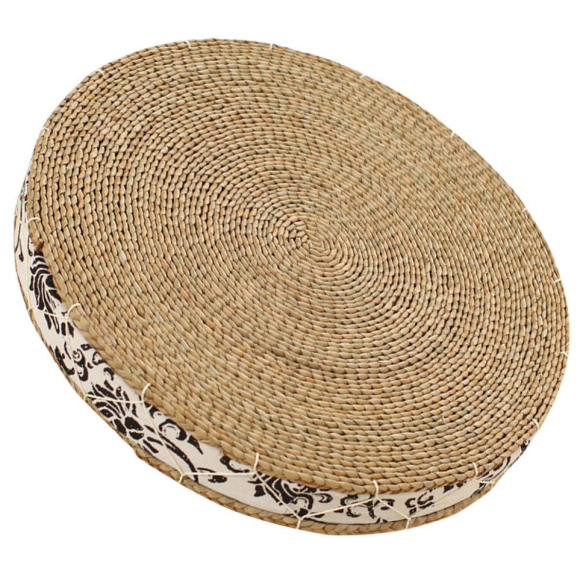 Coussin de yoga tissé rond en mousse ferme pour support de sol rustique
