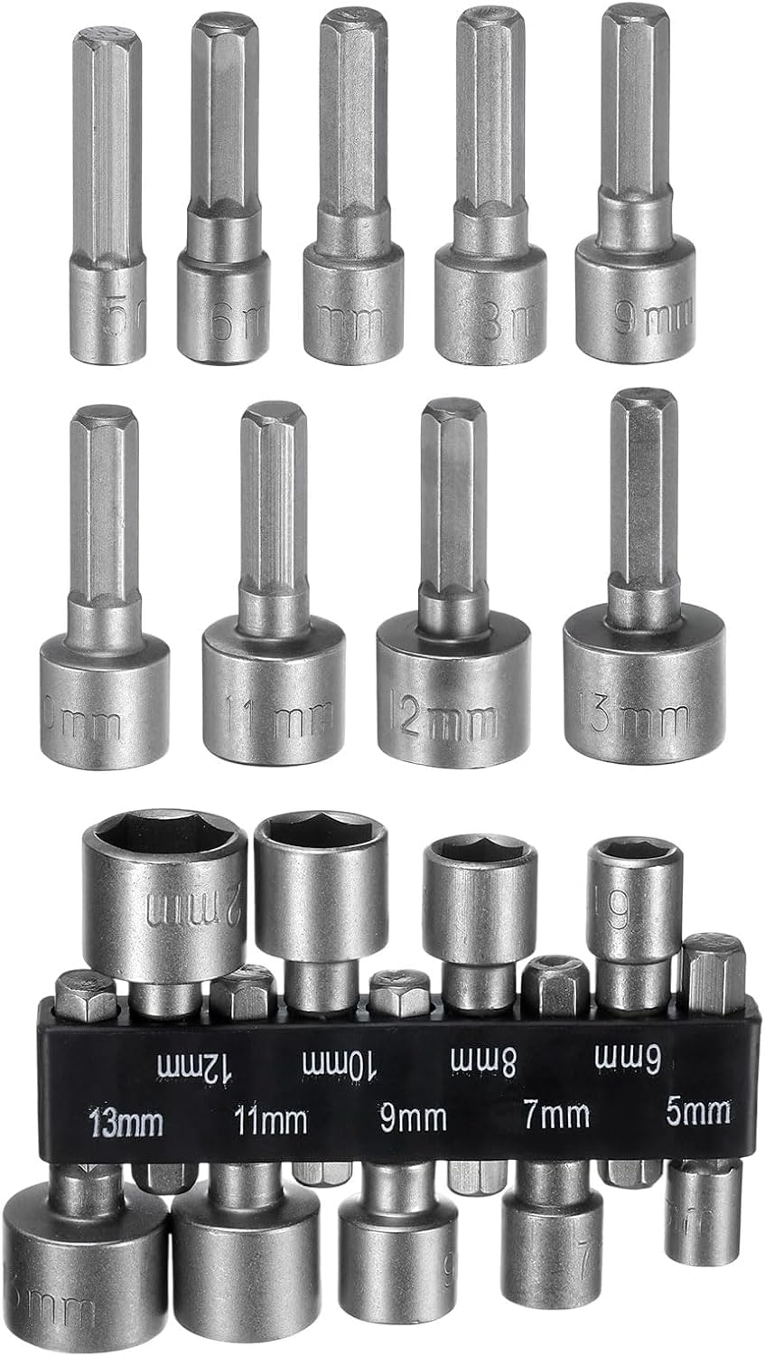 Brambleco 9Pcs Screwdriver Bits Set - 5-13Mm Hex Shank Nut Setter Driver - Hex Bit Set - Impact Driver Socket Adapter