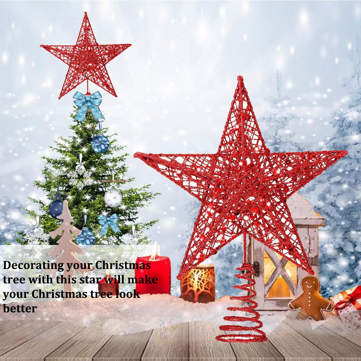 Stella Puntale Per Albero Di Natale - 20x25 Cm, Argento Scintillante, Metallica - Foto 3