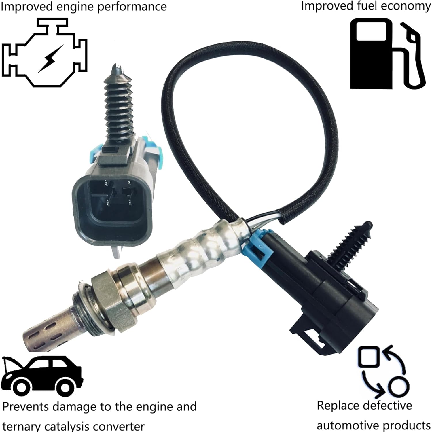 Post Downstream O2 Oxygen Sensor Replacement for 2013-2008 Chevrolet Silverado 1500,for Gmc Sierra 1500 4.3L,Replaces#234-4258 15136 213-4228 75-4298