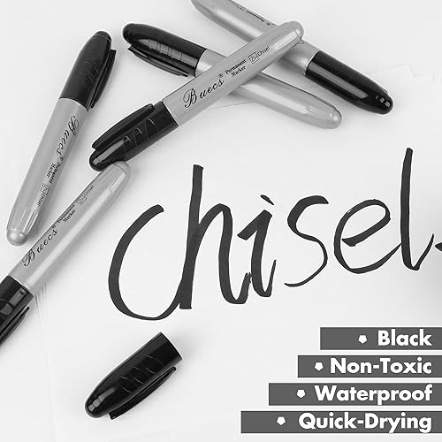 Miniatura 4 de Marcadores permanentes de tamaño King, 40 unidades de marcadores permanentes gigantes negros, punta de cincel, marcadores impermeables y a prueba de