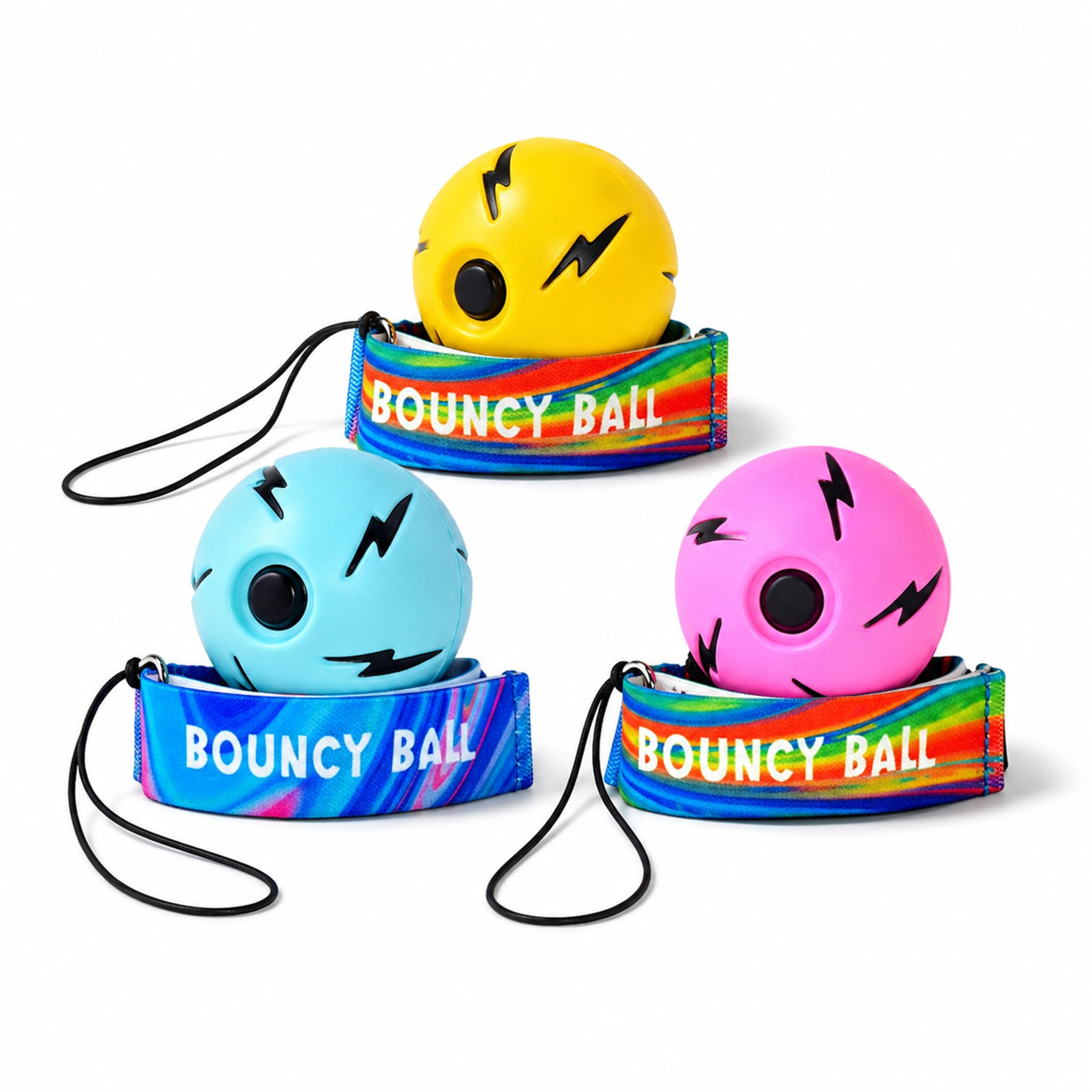 2.36-Inch Wrist Return Balls with String & Wrist Straps for Kids, 3-Pack