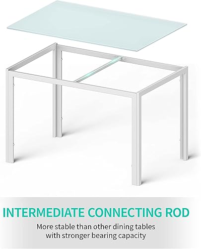 Miniatura 3 de Gizoon Juego de mesa de comedor de cristal de 5 piezas, mesa de cocina y sillas para 4, juegos de comedor modernos de piel sintética para el hogar,