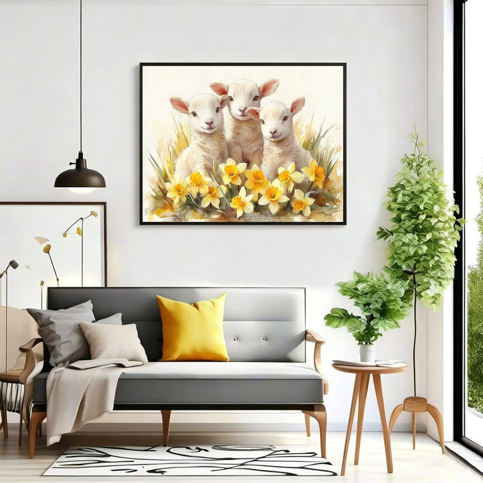 Pintar por Numeros oveja Pinturas Acrilicas animal Pintura por Numeros Adultos DIY Lienzos para Pintar, Pintura Acrilica Manualidades, Decoración para Hogar, Regalos Cumpleaños 70x90cm Sin Marco q-918