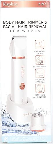 Miniatura 8 de Afeitadora eléctrica de bikini trimer mujeres 2 en 1 IPX7 Impermeable Uso húmedo y seco Recortadora de vello corporal y removedor de vello facial -