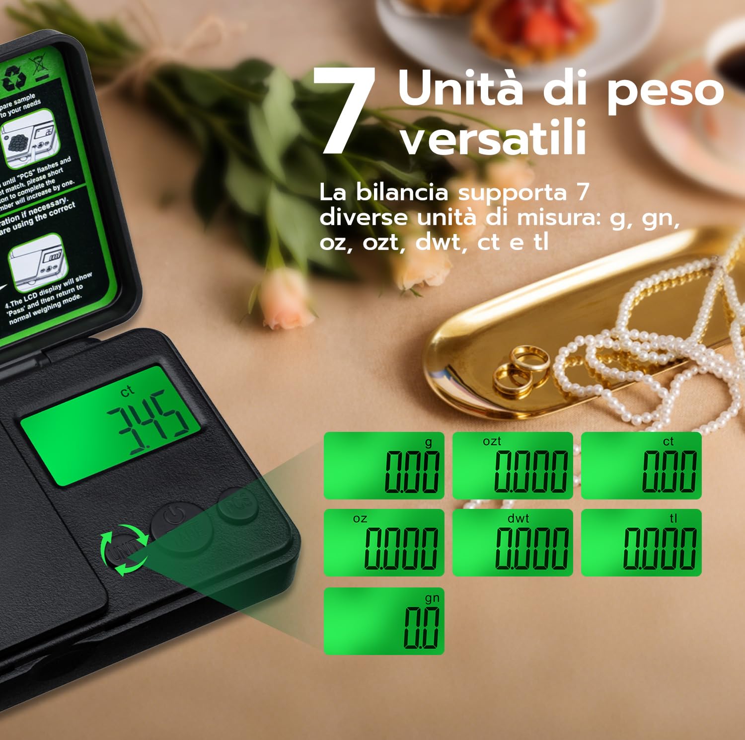 500g/0.01g Bilancia di Precisione, Bilancia Digitale Grammi con Funzione di Tara e 7 Unità di Misura,Mini Bilancia Tascabile Portatile per Gioielli Cucina,Bilancino di Precisione Digitale