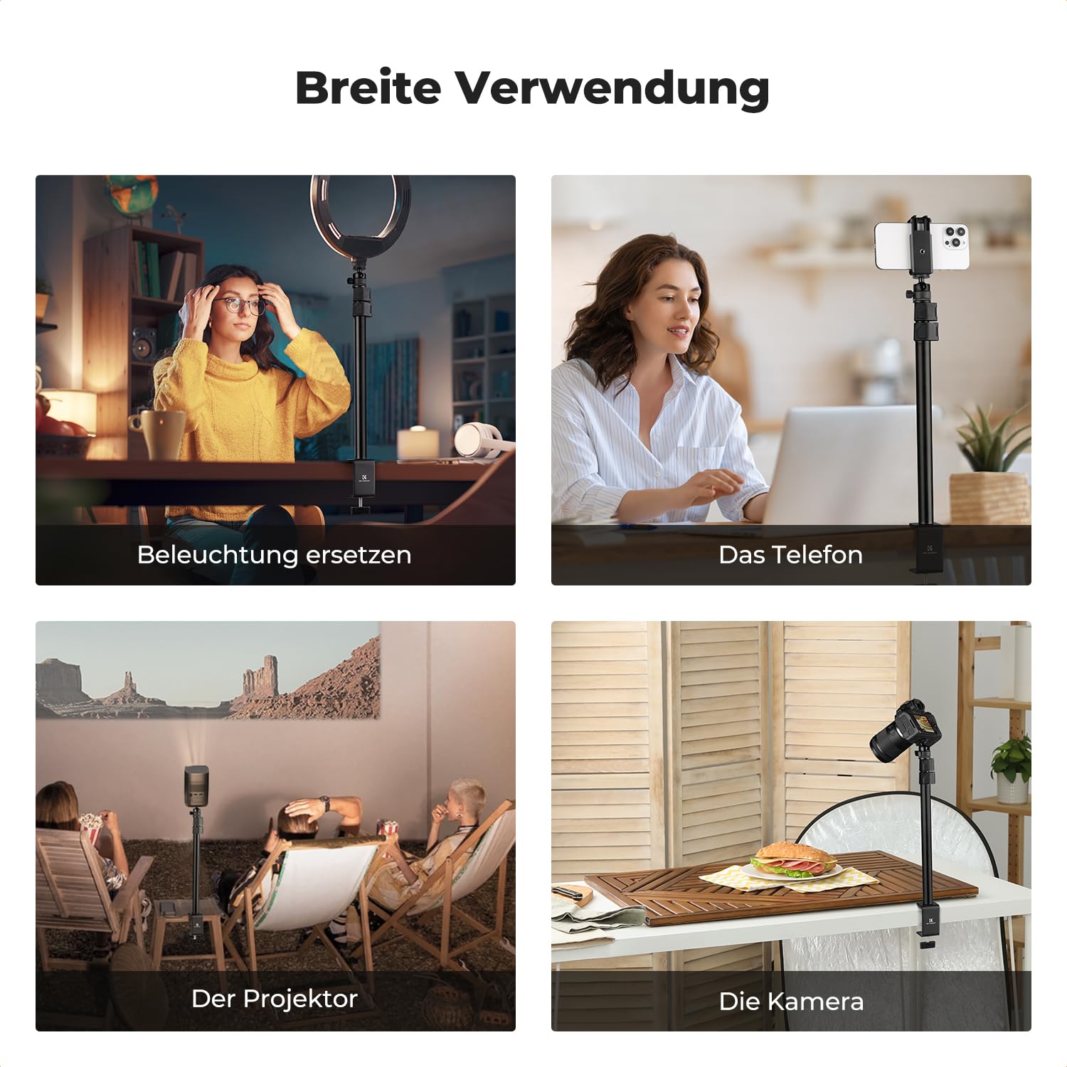 K&F CONCEPT 2 Pack Fotografie Lichtstativ mit 1/4"-20 Kugelkopf | 13"-35,4" verstellbares Klemme für DSLR Kamera, Ringlicht, Live Streaming, Video Aufnahmen