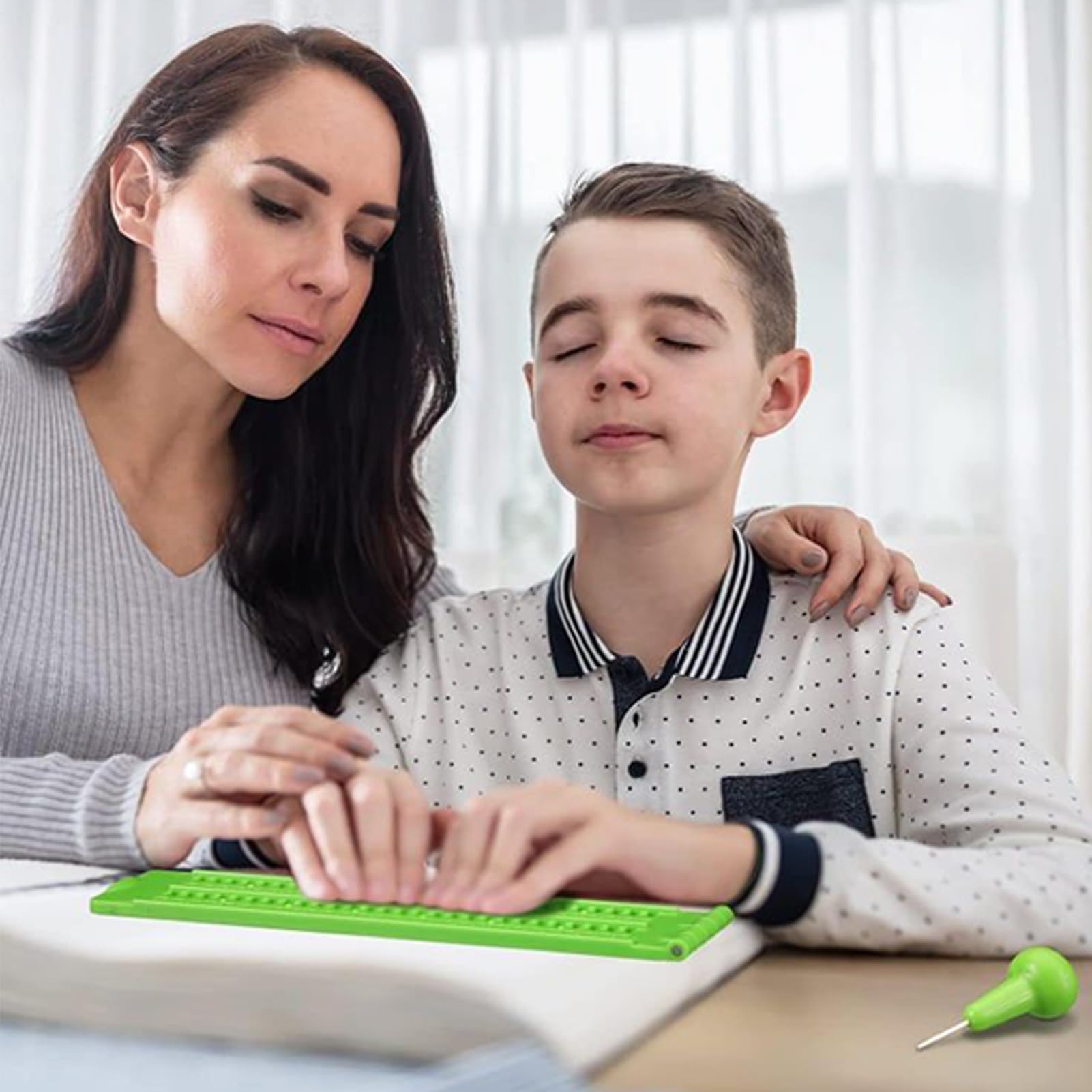 Lavagna Braille, Con Scrittura Fronte-retro, Materiale In Legno E PVC, Kit Di Formazione Alfabeto Braille, Strumento Di Lettura Educativo, Facile Progettazione Autodidatta, Per Bambini, Adolescenti, A