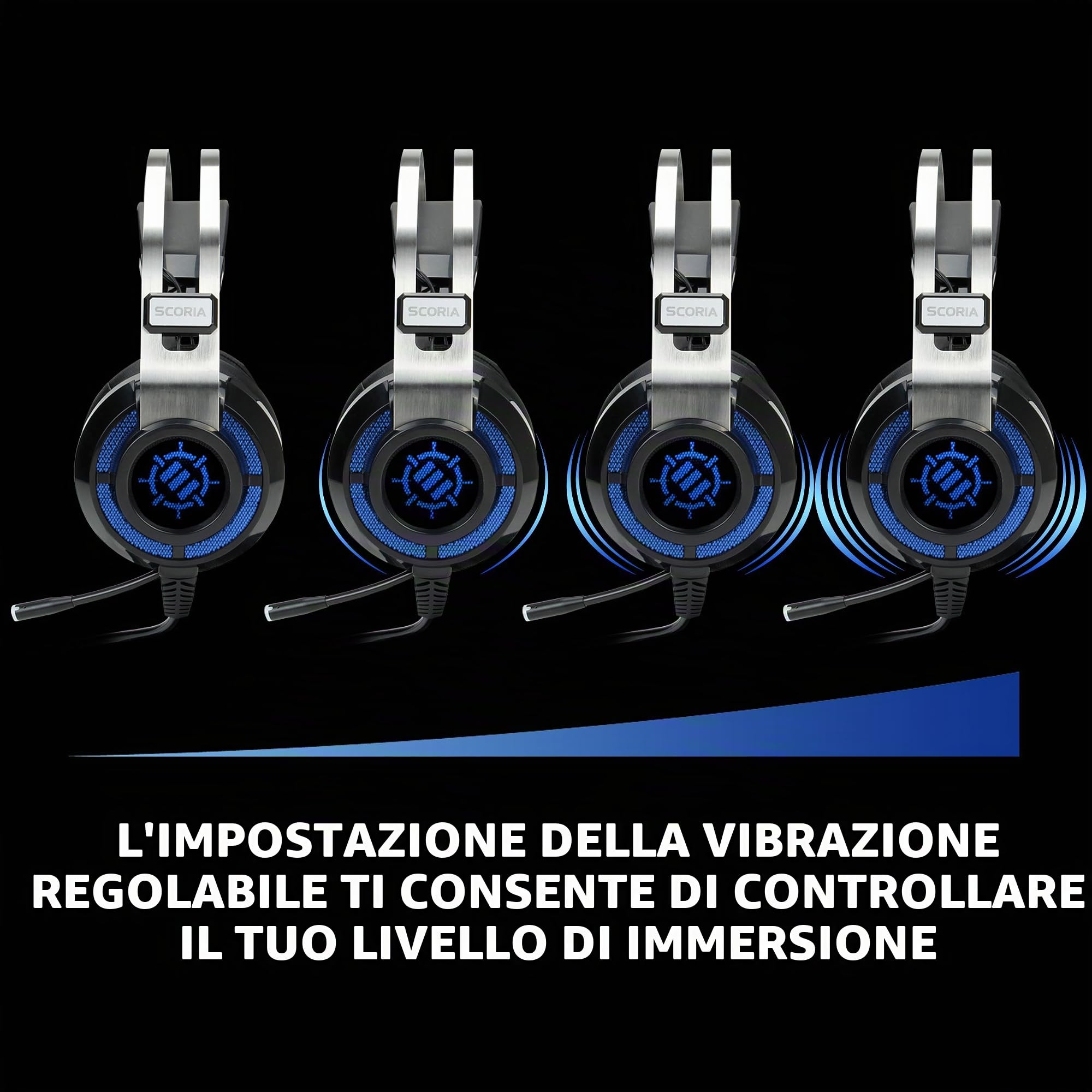 ENHANCE Scoria Cuffie Gaming USB con Virtual Surround Sound 7.1, Cuffie di Gioco , Basso e Vibrazioni Regolabile , LED Luci Regolabili 5 Colori , Controllo Volume e Microfono Retrattile - PC