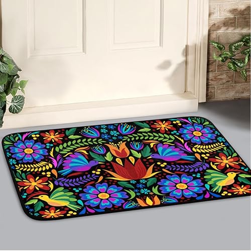 Miniatura 1 de Tapete para puerta, diseño floral, bordado mexicano, resistente a la suciedad, lavable a máquina, antideslizante, para cocina, baño, lavandería, 24