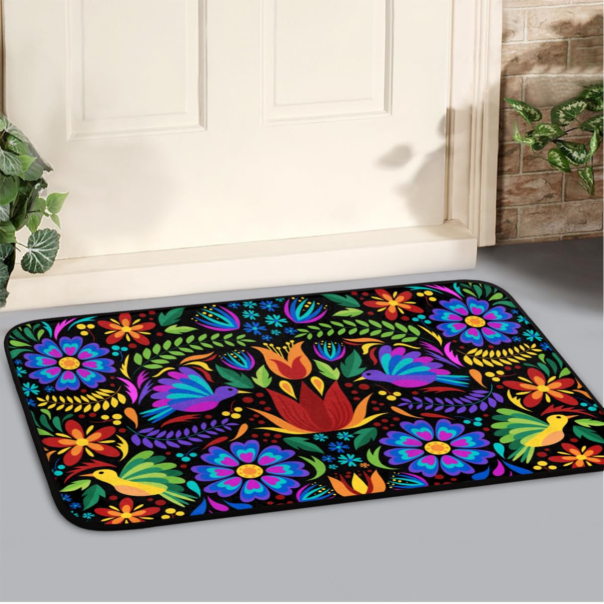 Doormat Floral Mexican Birds Floor Mat Resist Dirt Entrance Rug Machine Washable Carpet for Home Non Slip Rugs for Kitchen/Bathroom/Laundry Room