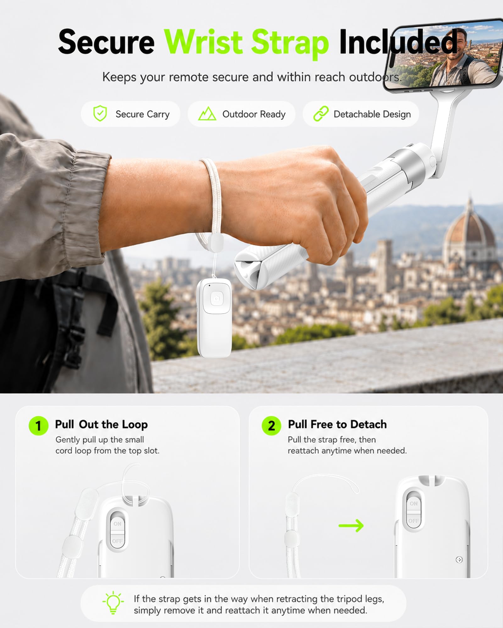 UBeesize Perche à Selfie magnétique avec télécommande (Blanc), Compatible avec MagSafe, trépied pour iPhone