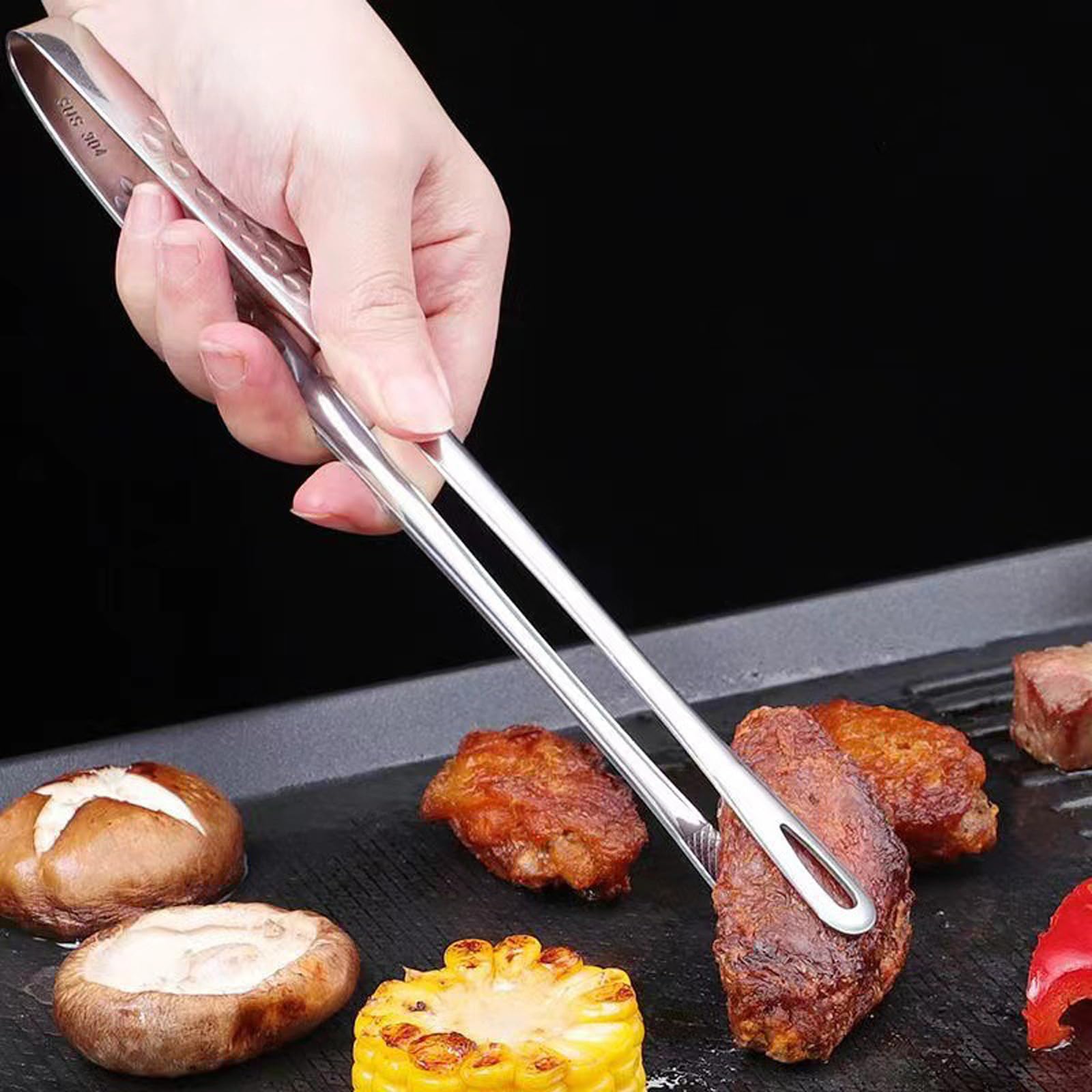 304Stainless Steel BBQ Tongs 24cm/28cm Barbecue Grilling Tongs For Family Gatherings And Professional Use