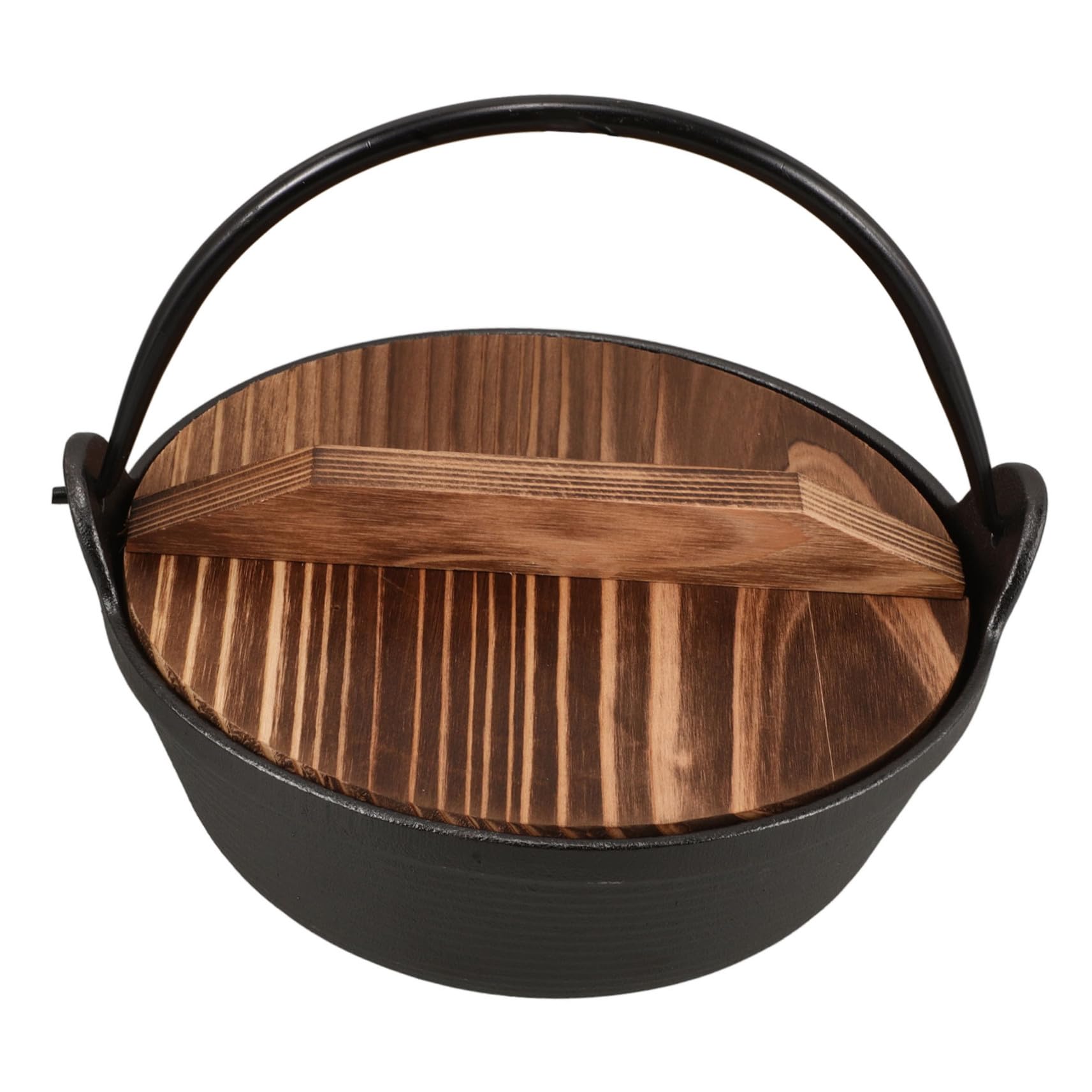 Olla de Hierro Fundido Japonesa para Camping con Tapa Potente Distribución de Diseño Colgante para Ahorro de Espacio para Guisos y Estofados al Aire