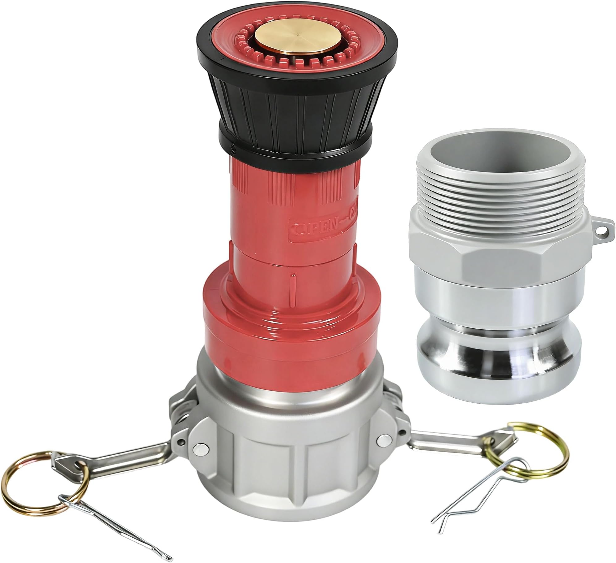 2" NPSH Heavy-Duty Industrial Fire Hose Nozzle with 2 x Aluminum 2 inch Camlock Fittings Couplings Fire Equipment Constant Flow Fog Nozzle