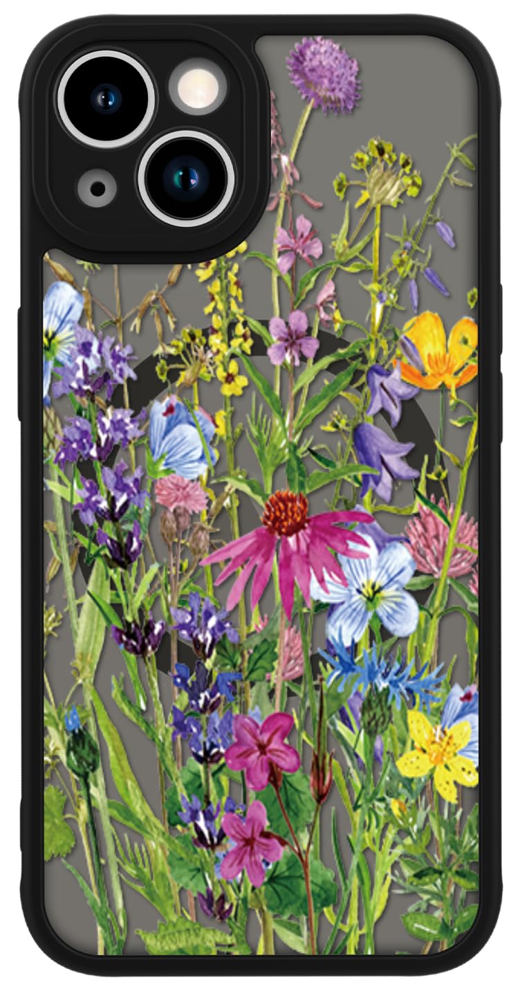 LUHOURI for iPhone 13 Mini Case Cute - Wireless Charing Compatible,Trendy Floral Design for Women Girls,Military-Grade Shockproof Not-Slip Matte Phone