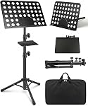 Support de partition portable avec sac de transport, support de musique pliable en métal avec 25mm Pole épaissé, Music Stand pour adultes, piano, guitare & Violon