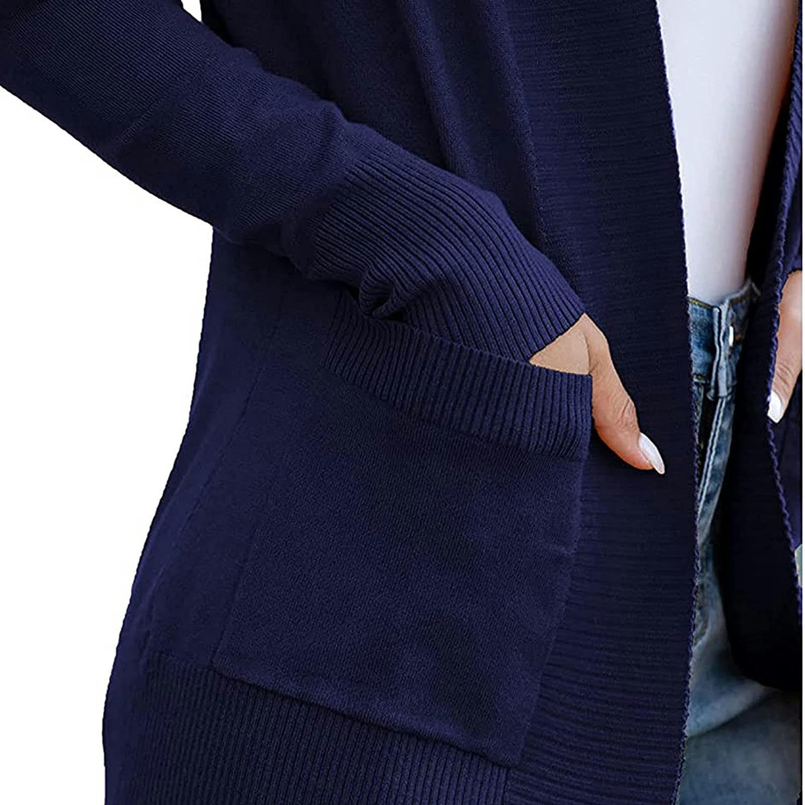 TEidea Damski kardigan klasyczny damski kardigan z kieszeniami - swobodny, lekki i stylowy sweter zimowy-Bu-Xl