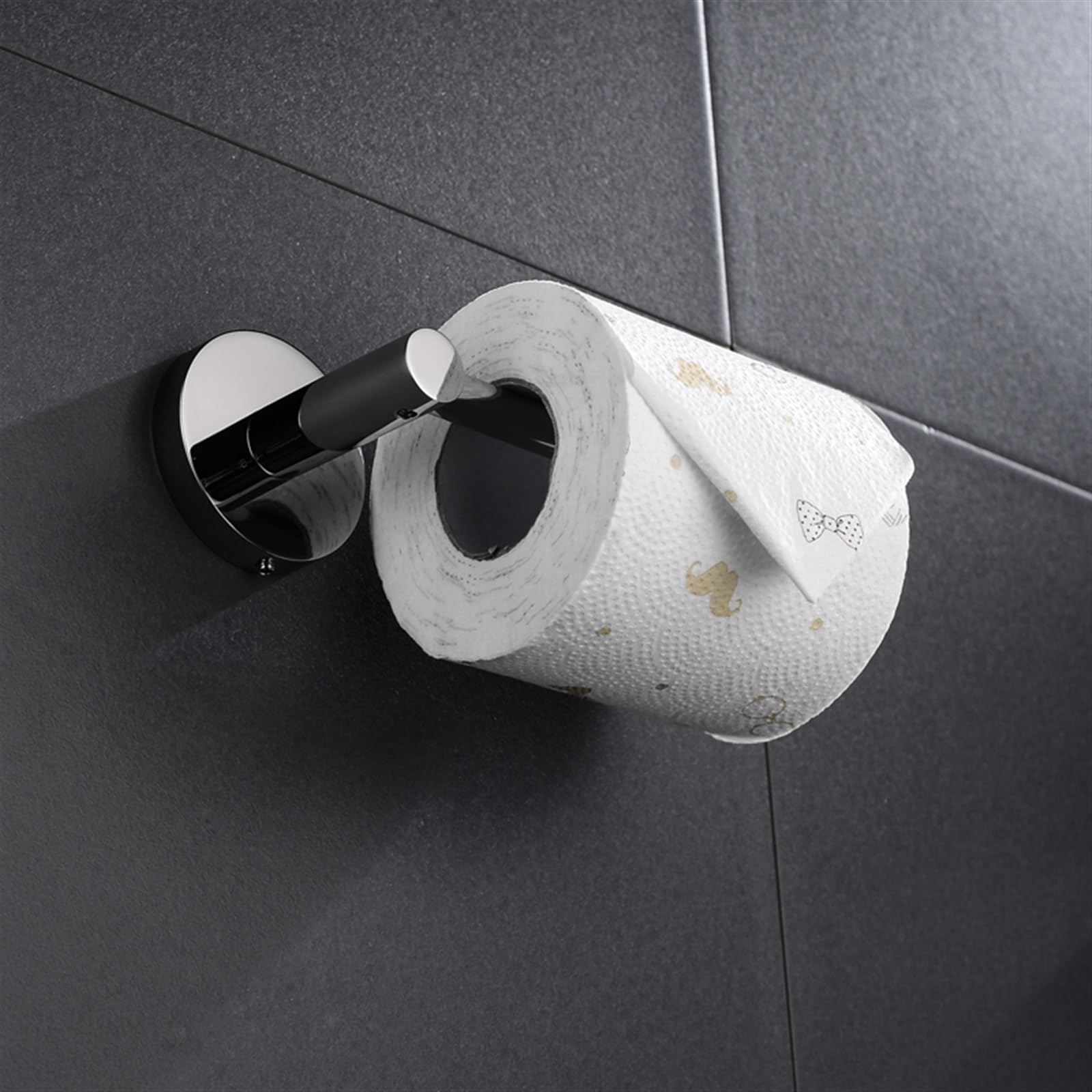 Stały uchwyt na papier toaletowy, Matte Black Stainless Steel Wall Mounted Toilet Paper Holder(1 Pcs)
