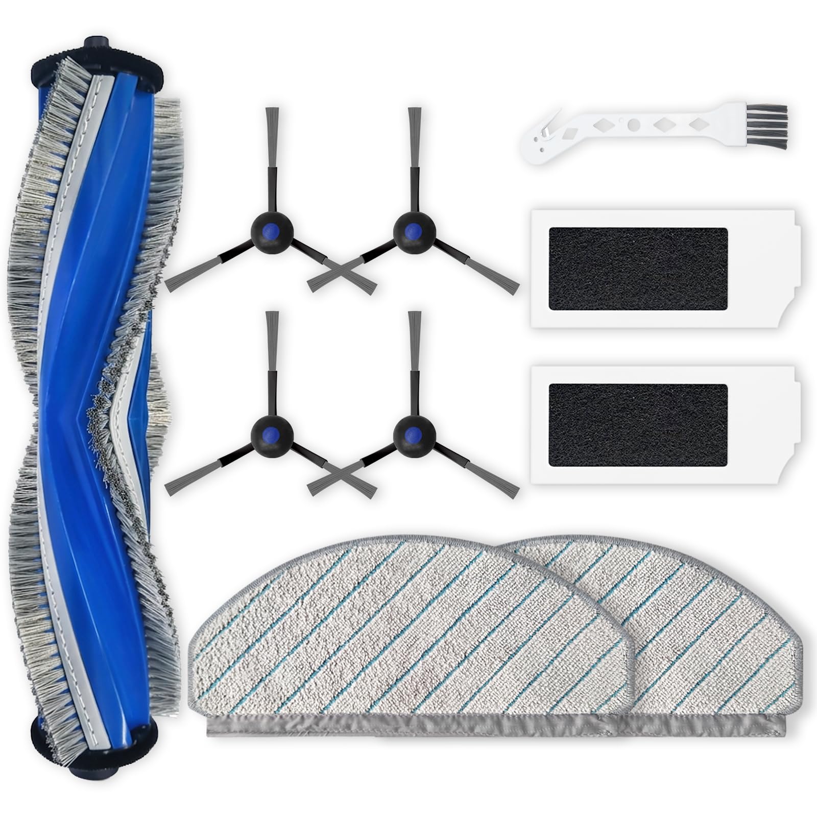 Replacement Accessories Compatible with Ecovacs Deebot N20 Pro/N20 Robotic Vacuum Cleaner,10 PCS Includes 1 Main Roller Brush, 2 Mop Pads,2 HEPA Filters, 4 Side Brushes &1 Cleaning Brush-image-32